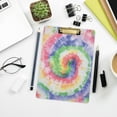 thumbnail image 7 of FMSHPON Rainbow Tie Dye Swirl Circle Batik Clipboard Hardboard Wood Nursing Clip Board and Pull for Standard A4 Letter 13x9 inches, 7 of 7