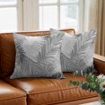 thumbnail image 3 of Throw Pillow Covers, Grey Black Palm Leaves 16x16 Pillow Covers for Couch/Sofa/Bed, Summer Tropical Plants Botanical Decorative Square Linen Cushion Pillowcase for Home Decor, 3 of 9