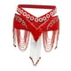 thumbnail image 4 of Falda de danza del vientre con borlas para mujer, cinturón de cadena para la cintura, disfraz para baile escénico rojo, 4 of 9