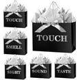 thumbnail image 7 of 12.6" 5 Senses Gift Bags with Tissue Papers and Ribbons for Men, Women, Him Her Birthday, Anniversary, Wedding, Valentine's Day (Black Silver), 7 of 7