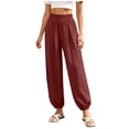 thumbnail image 6 of Noric Women Casual Jogger Pants High Waisted Elastic Waistband with Pockets Loose Fit Cuffed Ankles Workout Trousers, 6 of 9