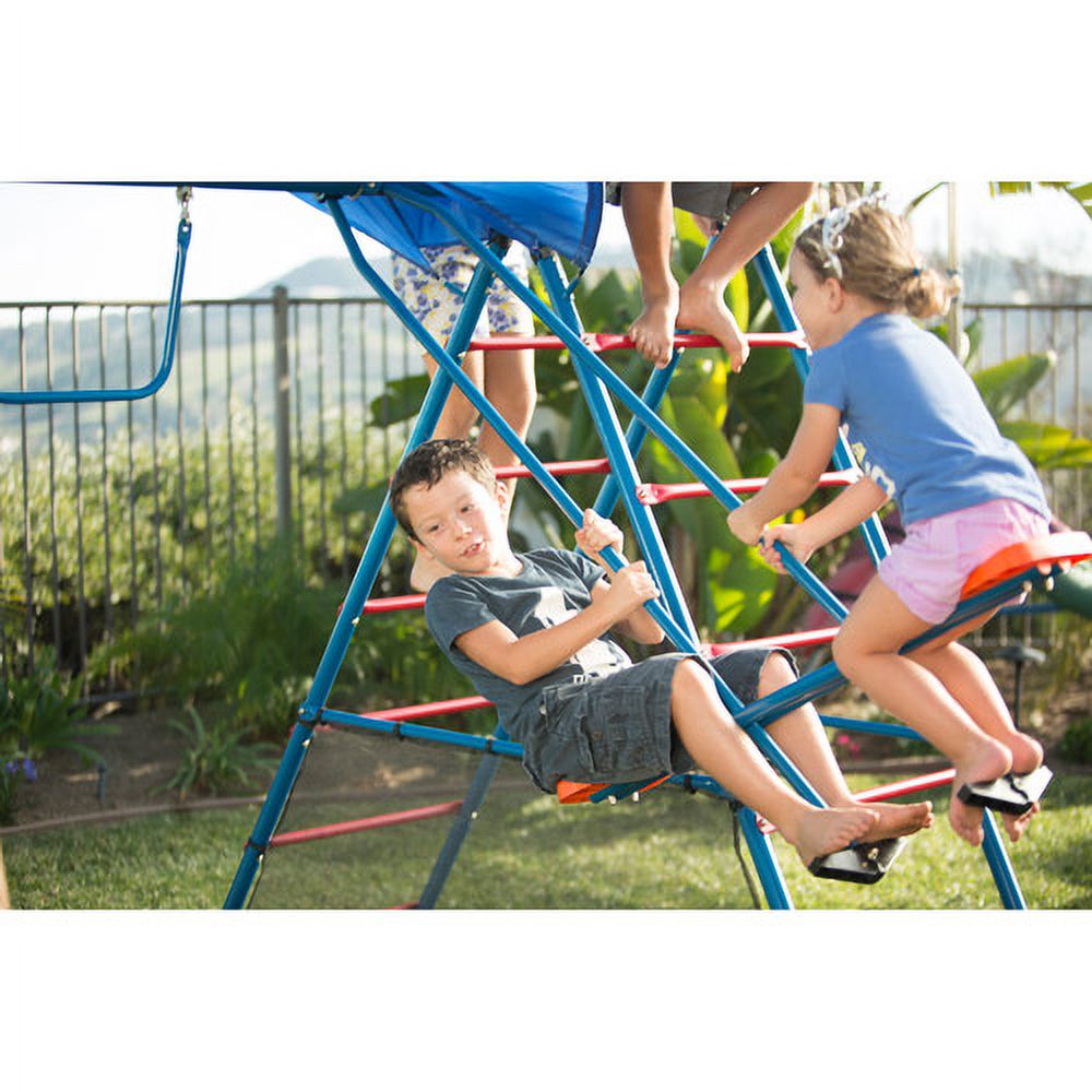 IRONKIDS Inspiration 100 Metal Swing Set with Ladder Climber and UV Protective Sunshade - image 7 of 9