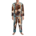 thumbnail image 3 of Sikiie Floating Cat And Donuts Mens Pajama Set, Soft Warm Long Sleeve Sleepwear, Cozy Button-Down Pjs for Men-X-Large, 3 of 7