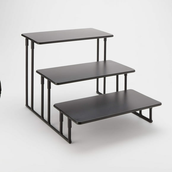 American Metalcraft ISP18 Rectangular Three-Tier Stand, Fixed, Black