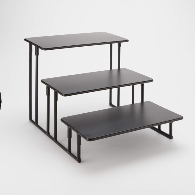 American Metalcraft ISP18 Rectangular Three-Tier Stand, Fixed, Black