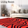 thumbnail image 2 of ODIKA 4'x6' Machine Washable Non-Slip Area Rug, Modern Wave Interlocking Lattice Inspired by Sands High Traffic Rug with Pad, Red, 711879, 2 of 8