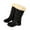 Black Mid Calf Boots, variant on hopeusnice Mid Calf Boots For Women Thermal Plush Fleece Lined Suede Round Toe Chunky Mid Heels Winter Snow Boots Winter Warm Dress Long Tall Boots Black 37