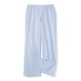 thumbnail image 3 of SUNSIOM Women Wide Leg Stripes Print Drawstring Low Rise Straight Leg Trousers Lounge Pants Pajama Pants, 3 of 10