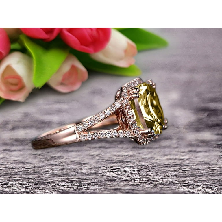 7mm Cushion Cut Split Shank Promise Ring Carat Champagne