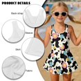 thumbnail image 6 of Xixirimido Cow Spot Daisy Print Girls Swimsuit Sleeveless One Piece Skirted Swimwear Modest Hawaiian Bathing Suit for Beach Water Park Kids Swim Dress, 10-11 Years, 6 of 7