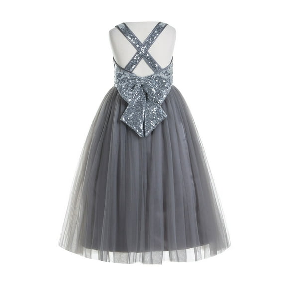 Ekidsbridal Girl Flower Girl Dresses - A-line Sequins Straps with Pre-tied Bow 177-A (Size: 2-12)