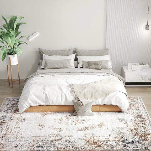 Resenkos 8x10 Boho Area Rug - Machine Washable Carpet for Home, Brown