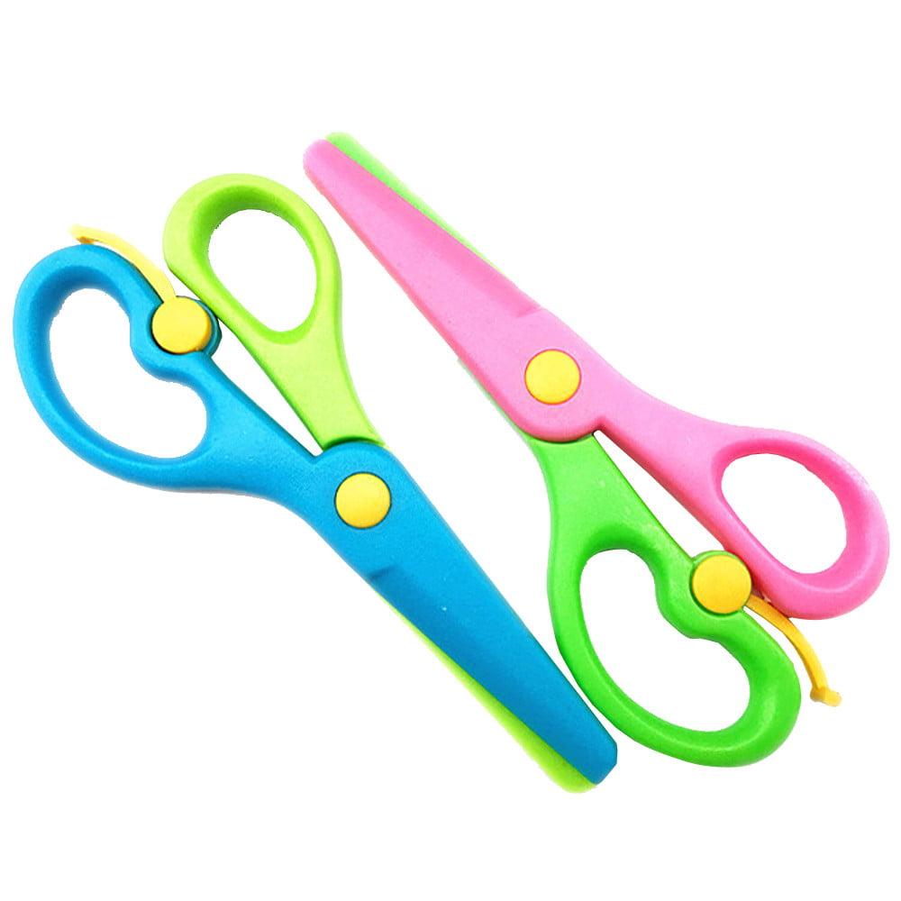 kuou 3 Pcs Children Safety Scissors Set, Spring Loaded Plastic Preschool  Scissors DIY Christmas Gifts Children's Scissors for Ease of Cutting –  BigaMart