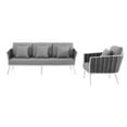 thumbnail image 3 of Ergode Stance 2 Piece Outdoor Patio Aluminum Sectional Sofa Set - White Gray, 3 of 5