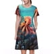 thumbnail image 1 of Easygdp Underwater Plant Octopus para Vestido Transpirable de Mujer, Vestido Suelto de Manga Corta con Pliegues y Bolsillos para el Verano, 1 of 6