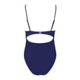 thumbnail image 3 of VNKIDY Womens Solid Color Hollow Out One Piece Swimsuit Spaghetti Strap V Neck Ruched Waist High Cut Swimsuit For Summer Beach Wear Blue L, 3 of 4