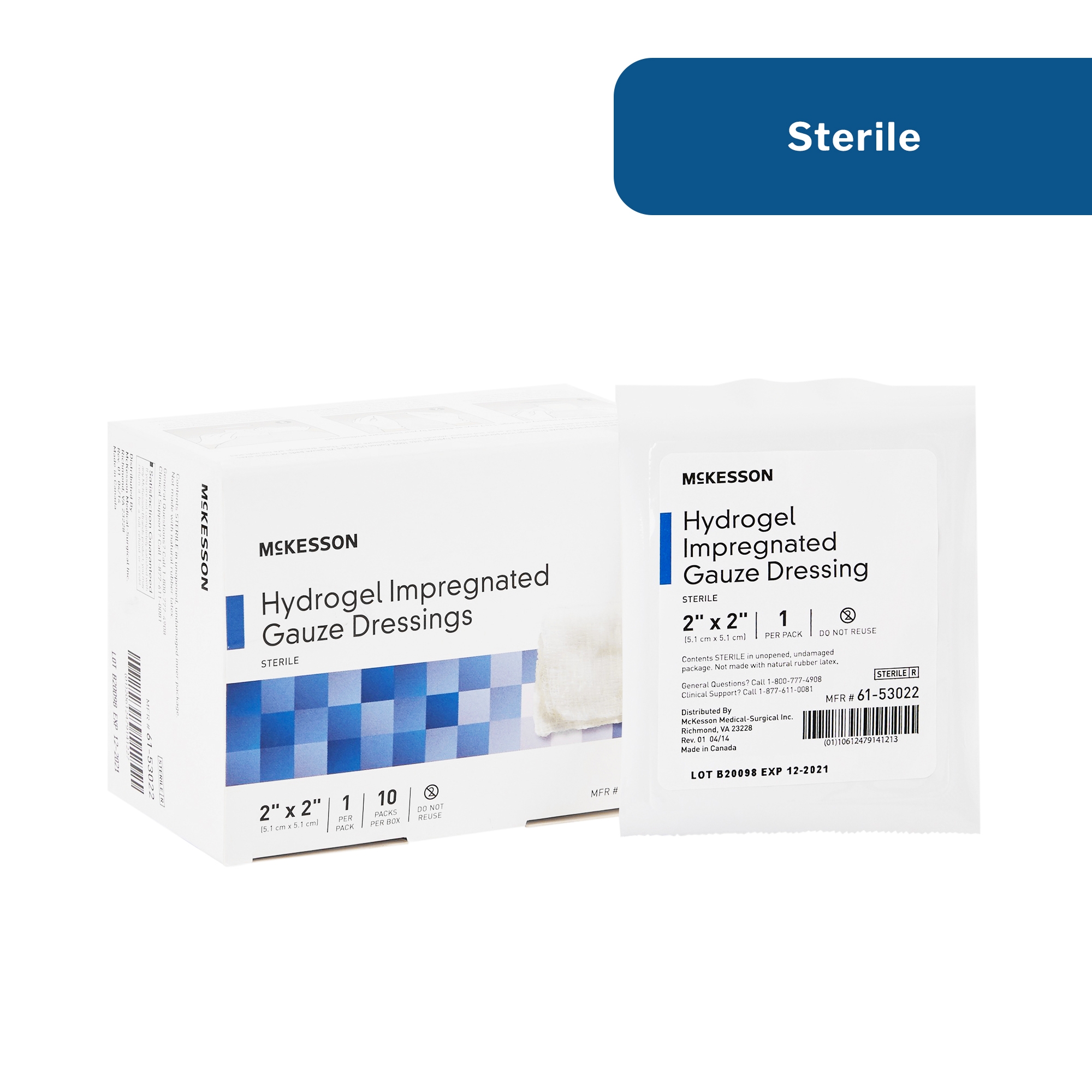 McKesson Hydrogel Impregnated Gauze Dressing - Sterile Bandage, 2 in x 2 in, 10 Count, 4 Packs, 40 Total