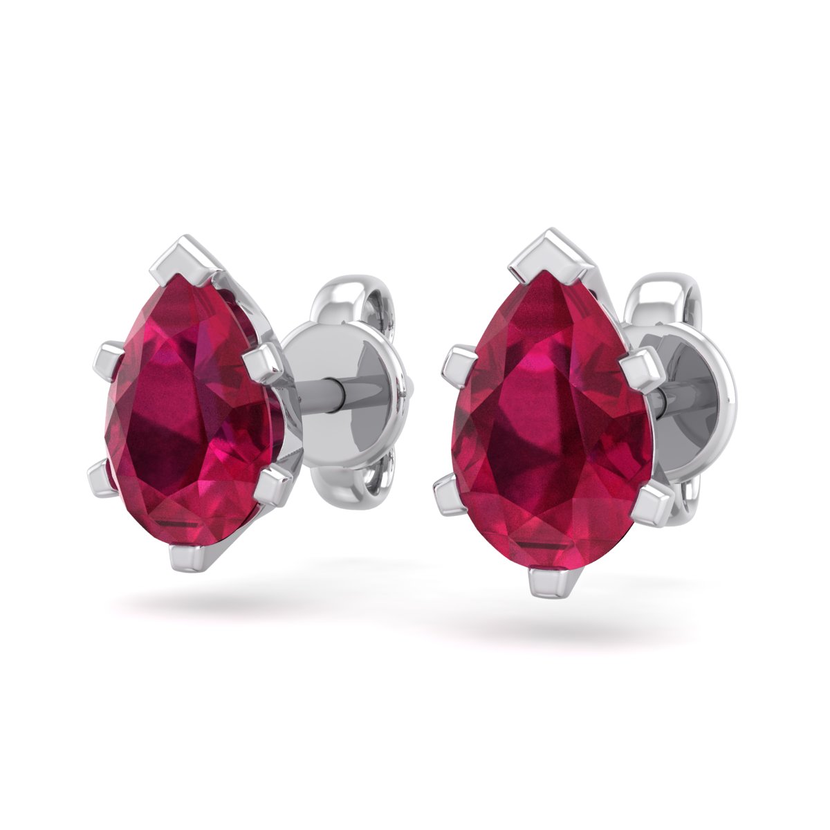 SuperJeweler 1 Carat Pear Shape Ruby Stud Earrings In Sterling Silver For Women