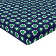 thumbnail image 2 of Ambesonne Abstract Fitted Sheet, Floral and Round Dots, Queen Size, Navy Green and White, 2 of 3