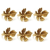 Limei Set of 6 Maple Leaf Napkin Rings, Fall Napkin Rings, Vintage Alloy Napkin Holder for Fall Thanksgiving Day Fall Theme Party Autumn Table Decoration