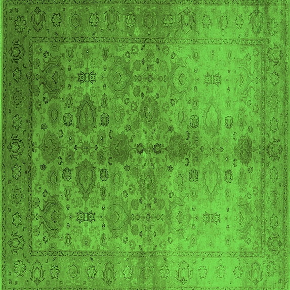 Ahgly Company Indoor Square Oriental Green Traditional Area Rugs, 5' Square