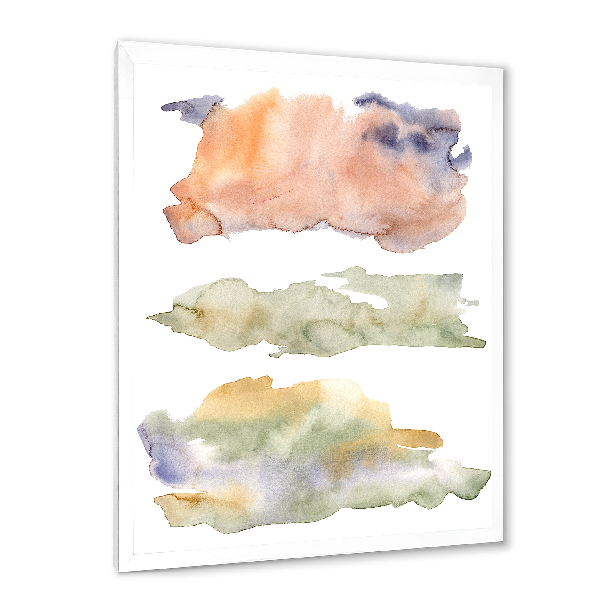 Designart 'Abstract Orange Blue and Beige Green Clouds' Modern Framed Art Print