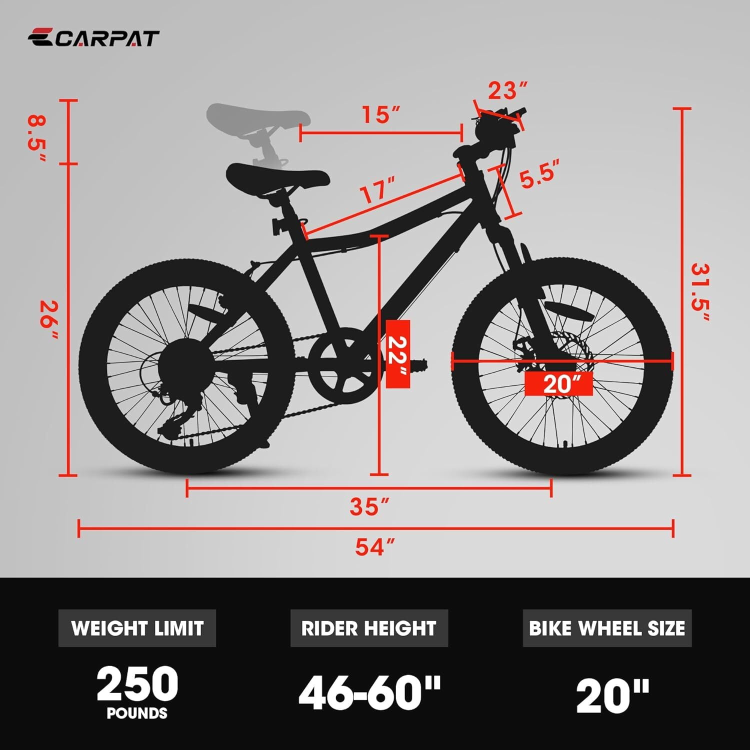 20 Inch Mountain Bike, 7 Speed ​​Steel Frame Suspension Fork Adventure Bicycle, Dual Brakes - White