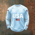 thumbnail image 2 of Curuila 250 Anniversary Usa Shirt For Men Crew Neck Long Sleeve Print Fashion Patriotic Tee Light Blue Size S, 2 of 3