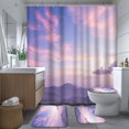 thumbnail image 6 of Lalilo 4 Pcs Purple Sky Misty Shower Curtain Sets with Rugs for Bathroom Decor,Purple Sky Mountains Bathroom Curtain Set with Mats, 6 of 6