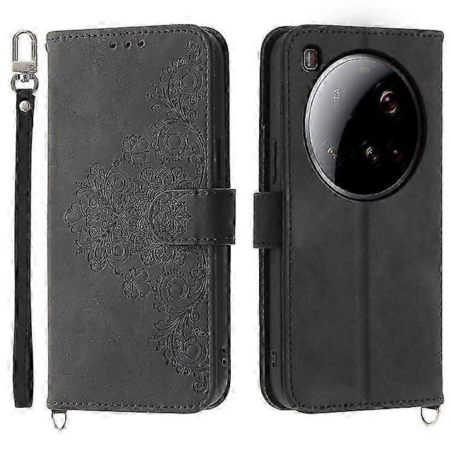 Funda tipo cartera de piel sintética con estampado floral para Xiaomi 15 Ultra con correa.