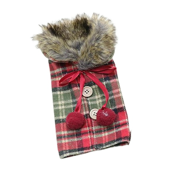 Advancent Funda navideña para botella de vino, manga larga de cerveza de Año Nuevo, pajarita de felpa larga de Navidad, ropa para botella de vino, Kits de decoración para fiestas Rojo Advancent HA070032-01B