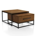 thumbnail image 4 of Furniture of America Noote Wood 2-Piece Nesting Tables Set with Drawer in Brown, 4 of 5