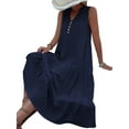 thumbnail image 3 of Liacowi Women Summer Midi Dress Sleeveless V Neck Solid Color Tank Dress Casual Flowy Sundress, 3 of 4