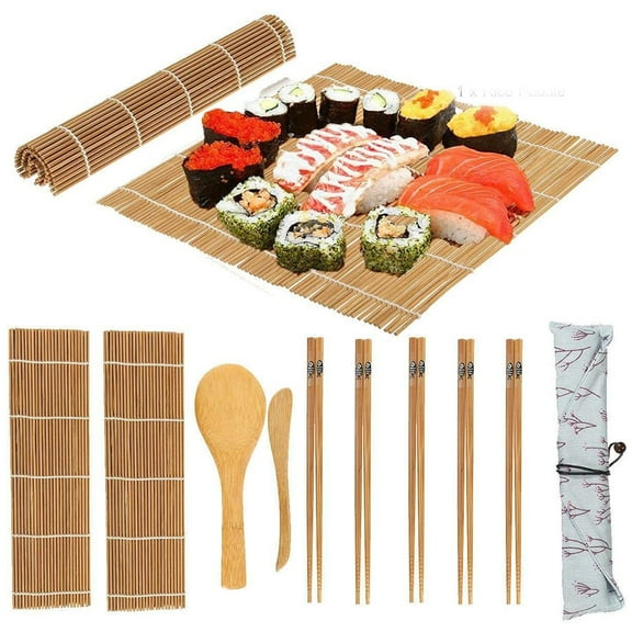 Garosa 13Pcs Bamboo Sushi Making Kit Family Homemade Sushi Gadget for Food Lovers, Sushi Set