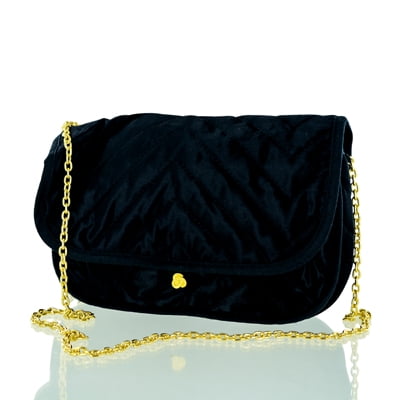 black shoulder bag with gold chain