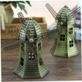 thumbnail image 4 of OULII Windmill Model Ornament Farmhouse Decor For Shelves 1Set Metal Alloy Coffee 4.72X2.55X5.50 Inch, 4 of 8