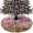 Pink, variant on Blue Red Christmas Balls Christmas Tree Skirt 36 Inches, Xmas Botanical Poinsettia Xmas Trees Skirt Mat Cover Decorations for Holiday Party Indoor Outdoor