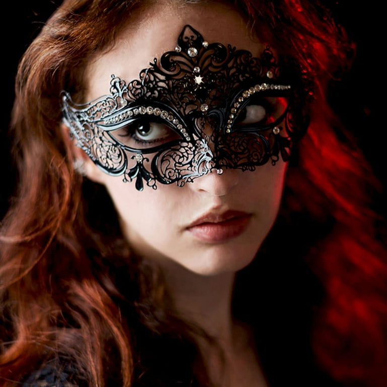 Happy Date Women Hollow Lace Masquerade Face Cover Sexy Cosplay Party Prom Party Props Costume Halloween Fancy Dress Face Cover Nightclub Queen Eye
