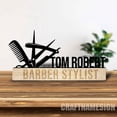 thumbnail image 5 of Craftnamesign Custom Wooden Barber Desk Name Plate, Hair Stylist Hair Dresser Metal Nameplate, 5 of 5