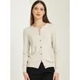 thumbnail image 2 of DARING DIVA Women's Lightweight Button Crew Neck Cardigan XL Beige, 2 of 6