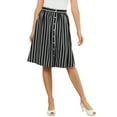 thumbnail image 1 of Unique Bargains Women's Stripes Button Front Elastic Back A Line Midi Skirt, 1 of 8