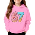 thumbnail image 2 of Playtopia Youth Donut Ice Cream Number 67 Graphic Hooded Pullover 350g Polyester Long Sleeve Kangaroo Pocket Casual Sweatshirt 1PC Big Kids Sizes 100-160, 2 of 4