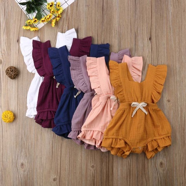 Combinaison à Volants Unie pour Tout-Petit Nouveau-Né Fille, Barboteuse Justaucorps Combinaison Tenue Tenue de Soleil