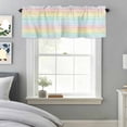 thumbnail image 3 of Rainbow Stripes Window Valance for Kitchen, Pink Blue Green Yellow Watercolor Stripes Rod Pocket Short Curtain for Small Windows, Light Filtering Decorative Valance, 42 x 18 Inch, 1 Panel, 3 of 9