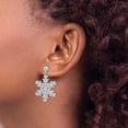 thumbnail image 3 of Sterling Silver Brilliant Embers Rhod-Pl Cz Snowflake Dangle Post Earrings (31 X 22) Made In China qmp684, 3 of 5