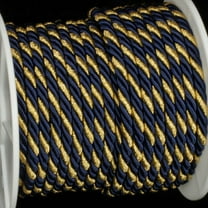 The Ribbon People Navy Blue with Gold Braided Cording Wired Craft Ribbon 0.25" x 27 Yards