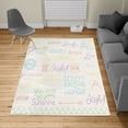 thumbnail image 2 of Adventure Turkish Area Rug, Various Words on Happiness and Self Value Uplifting Phrases Being Who You Are, Carpet for Living Room Decor with Distressed Look, 5.2' X 7.6', Lavender Green, by Ambesonne, 2 of 4