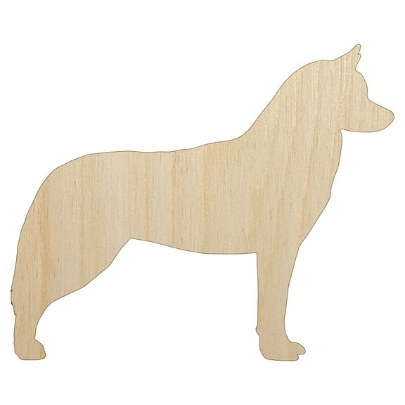 Siberian Husky Dog Solid Wood Shape Unfinished Piece Cutout Craft DIY Projects - 4.70 Inch Size - 1/8 Inch Thick