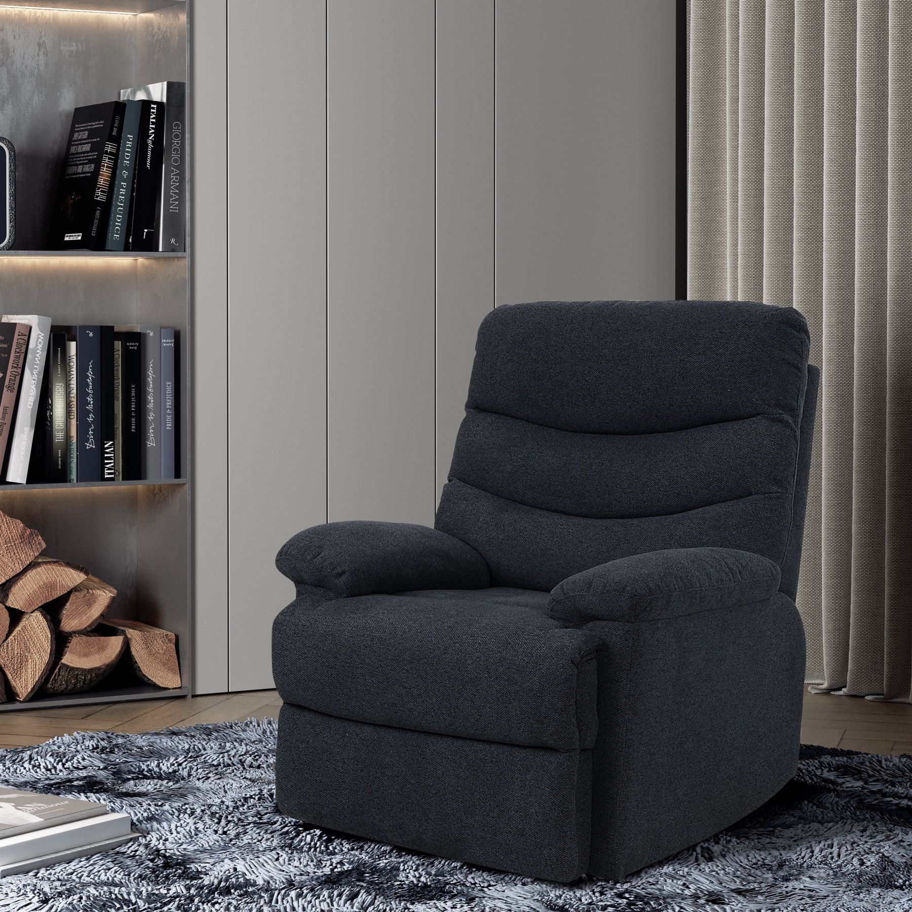 Nathaniel Home Fabric Chair Reclining Sofa with Soft Thick Cushion Blue Grey - 72007-91DG