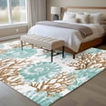 thumbnail image 4 of Green Coastal Seashells Area Rug 5x7 FT, Non Slip Bedroom Throw Carpet, Nautical Brown Coral Starfish Washable Soft Floor Carpet Non-Shedding Rug for Dining Room Bedside Classroom Desk, 4 of 9